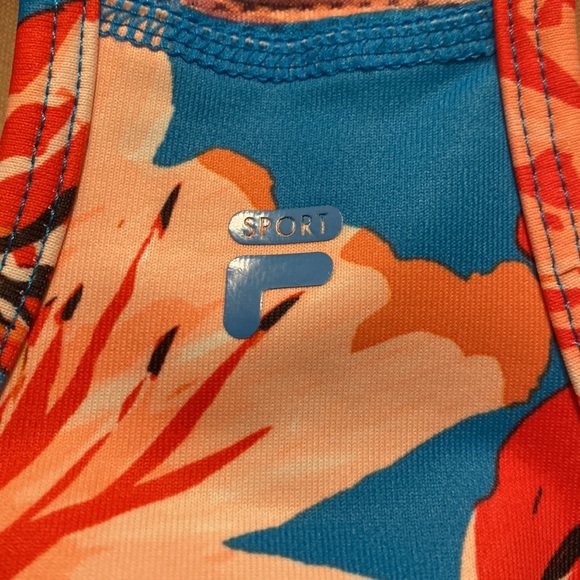 Small Fila Sport Racerback Bra Bright Back Keyhole Red Pink Blue Green Vent Grey - Picture 10 of 10